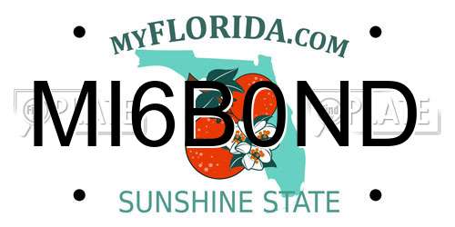 MI6B0ND Florida License Plate