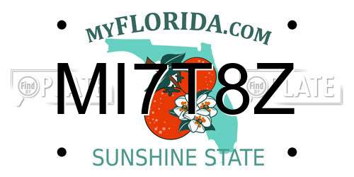 MI7T8Z Florida License Plate