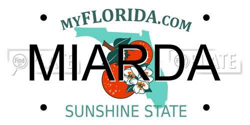 MIARDA Florida License Plate