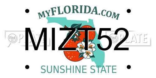 MIZT52 Florida License Plate