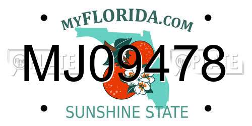 MJ09478 Florida License Plate