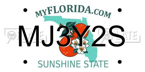 MJ3Y2S Florida License Plate