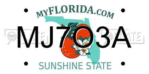 MJ7O3A Florida License Plate
