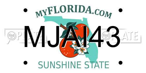 MJAI43 Florida License Plate