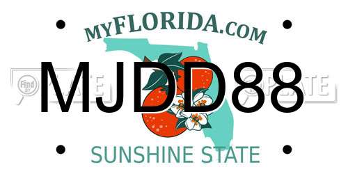 MJDD88 Florida License Plate