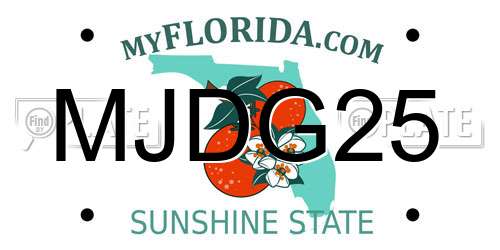 MJDG25 Florida License Plate