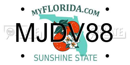 MJDV88 Florida License Plate