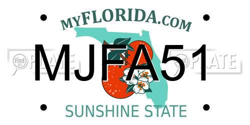 MJFA51 Florida License Plate