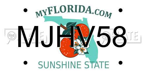 MJHV58 Florida License Plate
