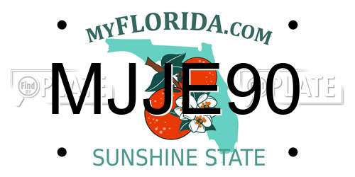 MJJE90 Florida License Plate