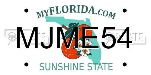 MJME54 Florida License Plate