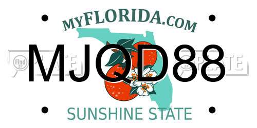 MJQD88 Florida License Plate