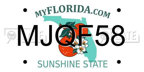 MJQF58 Florida License Plate