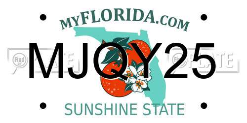MJQY25 Florida License Plate