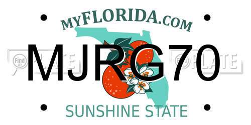 MJRG70 Florida License Plate