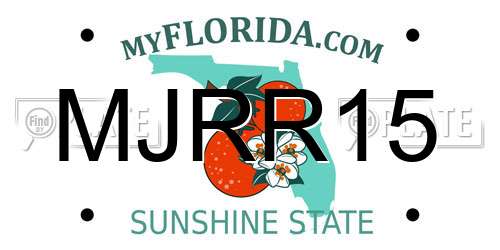 MJRR15 Florida License Plate
