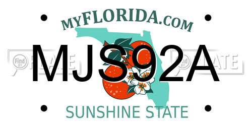 MJS92A Florida License Plate