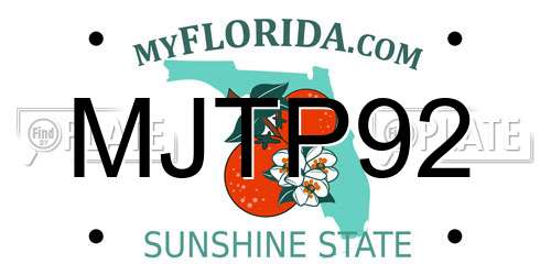 MJTP92 Florida License Plate
