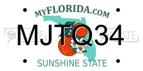 MJTQ34 Florida License Plate