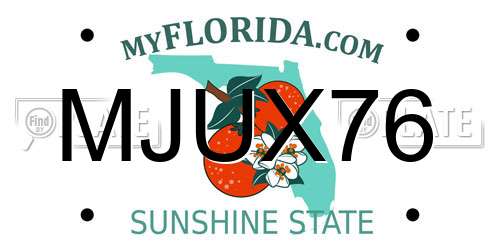 MJUX76 Florida License Plate