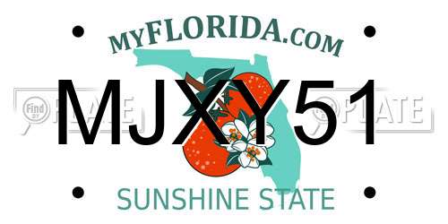 MJXY51 Florida License Plate