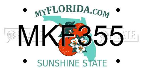 MKF355 Florida License Plate