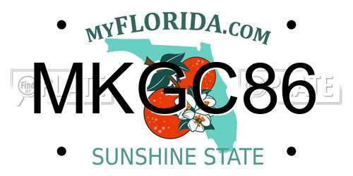 MKGC86 Florida License Plate