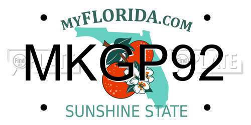 MKGP92 Florida License Plate