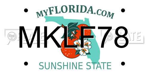 MKLF78 Florida License Plate
