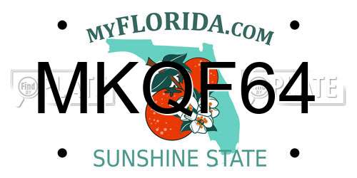MKQF64 Florida License Plate