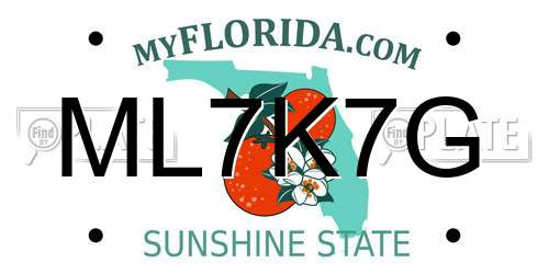 ML7K7G Florida License Plate
