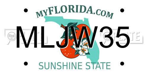MLJW35 Florida License Plate