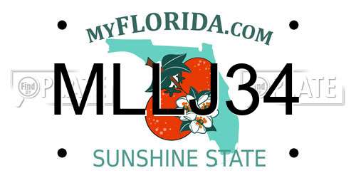 MLLJ34 Florida License Plate