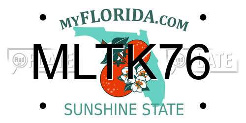MLTK76 Florida License Plate