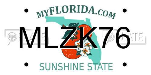 MLZK76 Florida License Plate