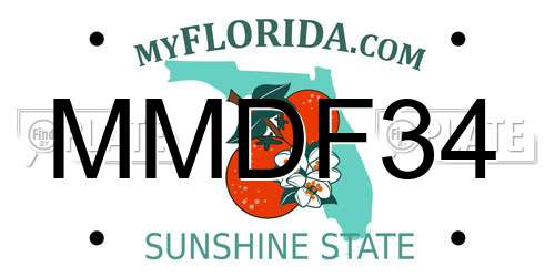 MMDF34 Florida License Plate