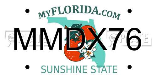 MMDX76 Florida License Plate