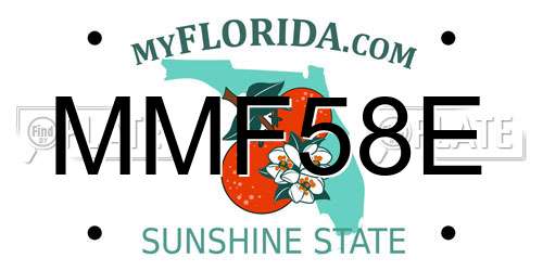 MMF58E Florida License Plate