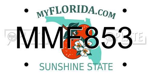 MMF853 Florida License Plate