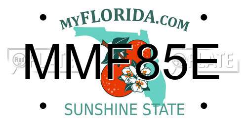 MMF85E Florida License Plate
