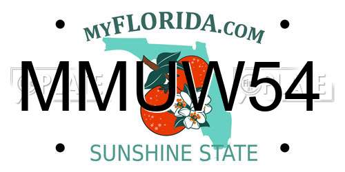 MMUW54 Florida License Plate