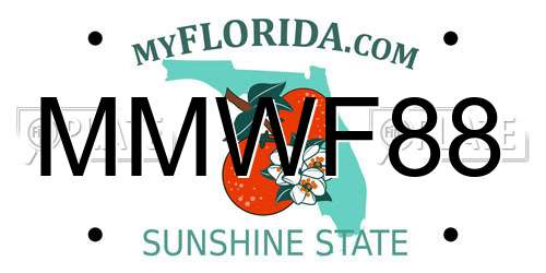MMWF88 Florida License Plate