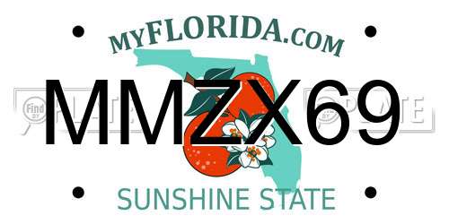 MMZX69 Florida License Plate