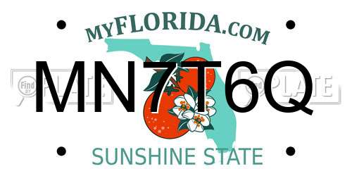 MN7T6Q Florida License Plate