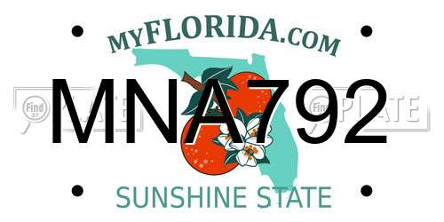 MNA792 Florida License Plate