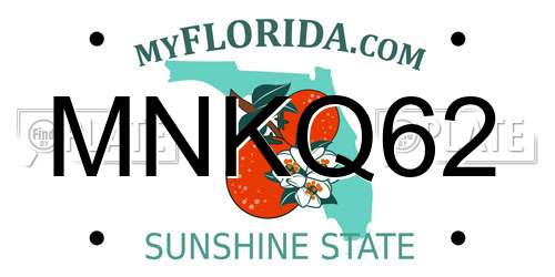 MNKQ62 Florida License Plate