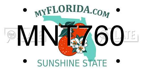 MNT760 Florida License Plate