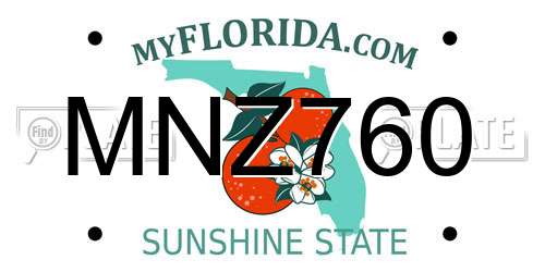 MNZ760 Florida License Plate