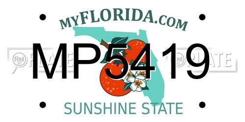 MP5419 Florida License Plate