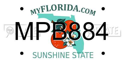 MPB884 Florida License Plate